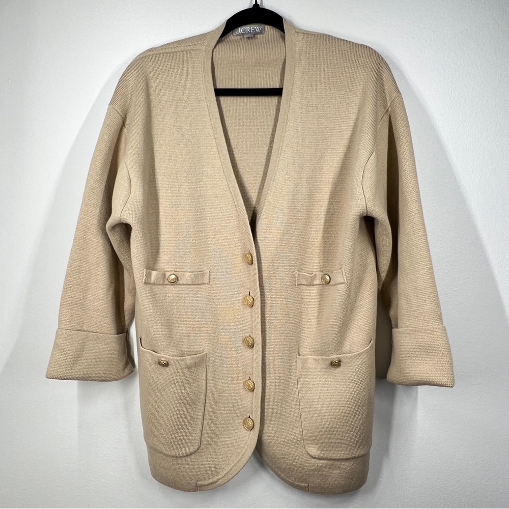 J CREW Women’s Size S Knit Cardigan. Camel Color. Gold buttons. Pockets. - Picture 1 of 12